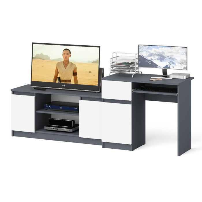 Домашние кабинеты, Стол компьютерный МС-1 левый с тумбой МТВ-1200 Мори