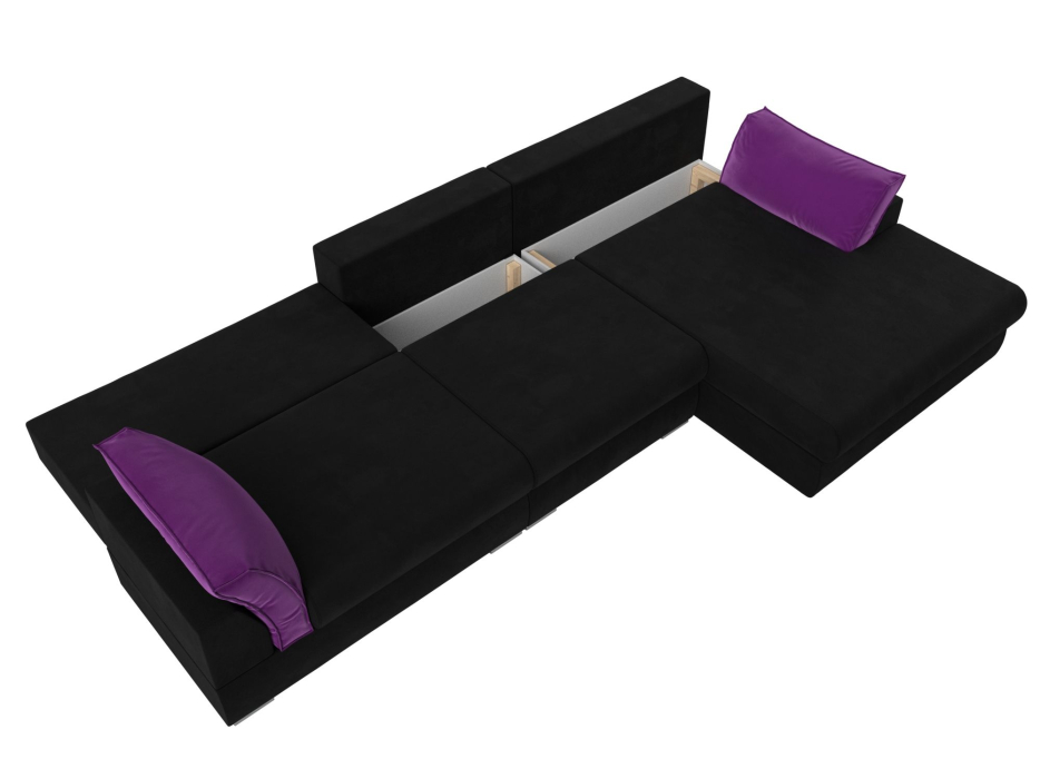 Диваны угловые в гостиную, Угловой диван Пекин Long угол правый, НПБ, микровельвет