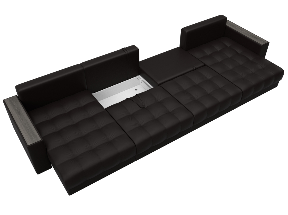 Дизайнерские диваны для гостиной, Диван П-образный с декором Лига-049 НПБ Лонг, экокожа GRIFON