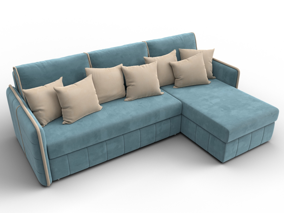 Диваны угловые в гостиную, Диван угловой Лига-078 угол универсальный, велюр SEVEN