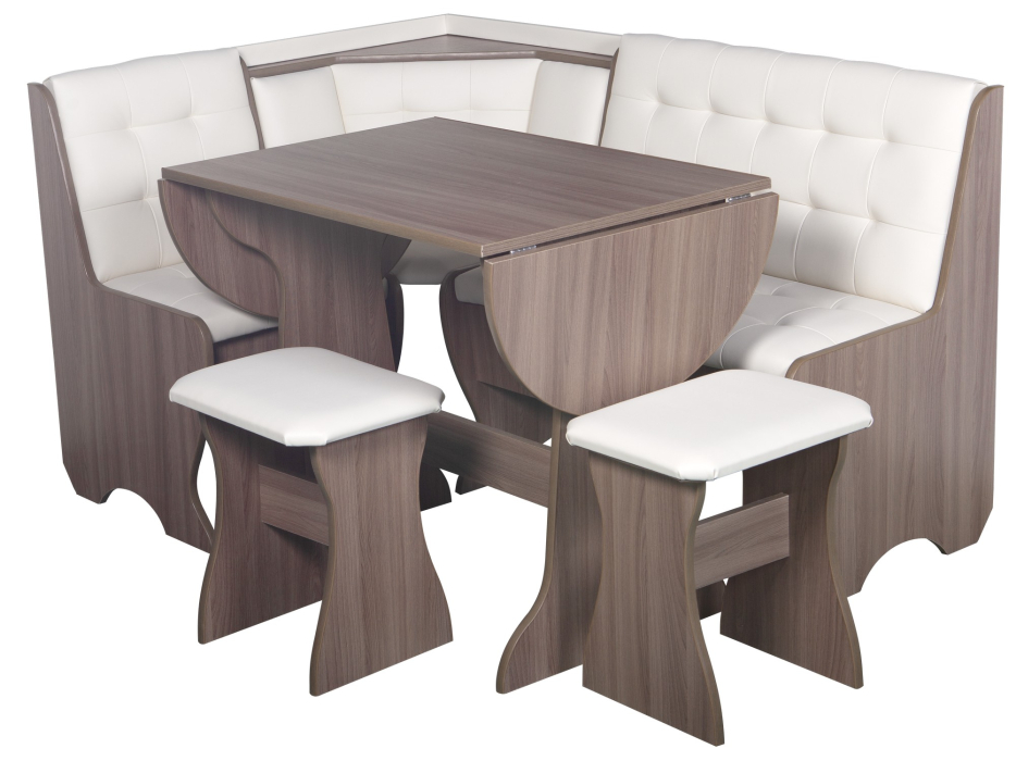 Кухонные уголки, Кухонный уголок Стиль 1Л (со столом СТ-2У) Ясень шимо темный / экокожа