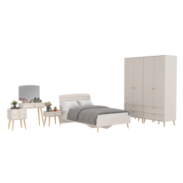 Туалетный столик с зеркалом Афина с кроватью 1200 с тумбочкой и двумя шкафами