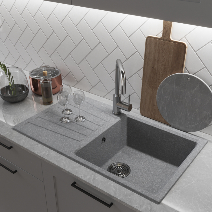 Кухонные мойки, Мойка ML-GM20 с крылом, 830*480*190мм NEW*