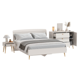 Двуспальная кровать 1600 Афина с тумбой-комодом и прикроватной тумбочкой