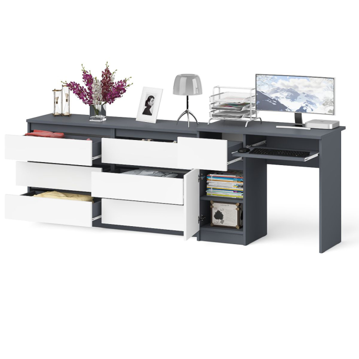 Компьютерные столы, Комод 6-ть ящиков Мори 1380 и стол компьютерный МС-1 дверка и ящик слева