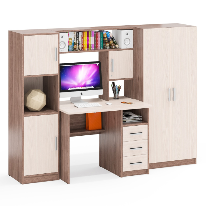Домашние кабинеты, Компьютерный стол с пеналом и шкафом МД-СК-9
