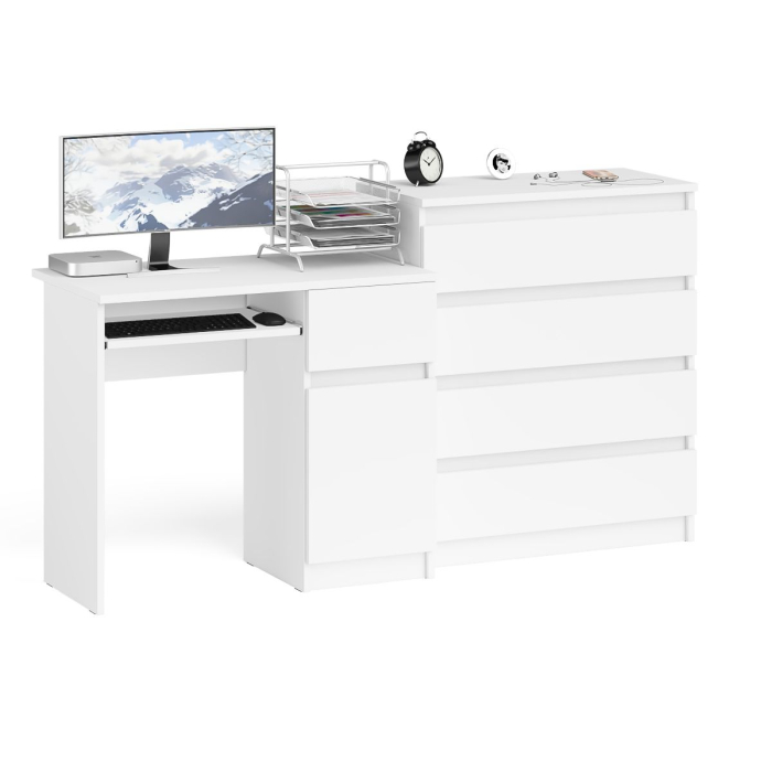 Домашние кабинеты, Компьютерный стол Мори МС-1 правый с комодом 4-ре ящика