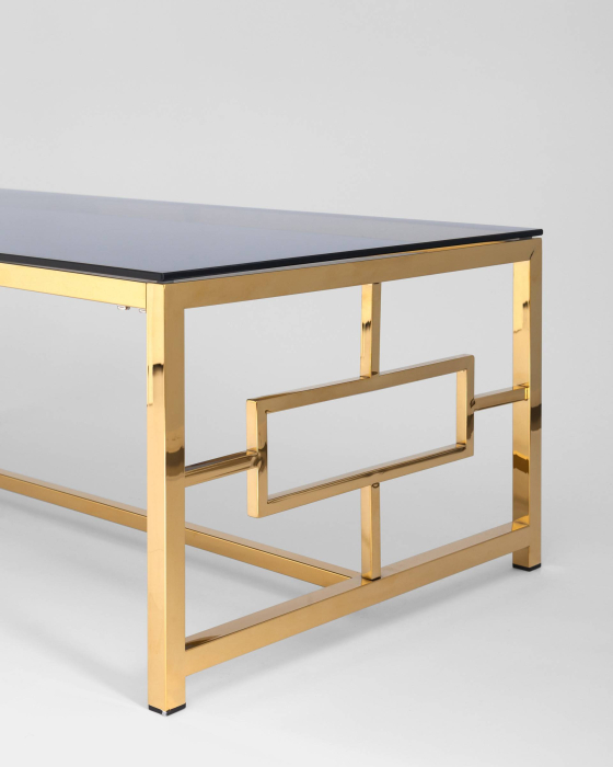 Журнальные столики, Журнальный стол БРУКЛИН 120х60 (Стекло smoke/Сталь золото)