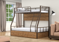 Для подростков, Двухъярусная кровать Раута ящики полка дуб ватан