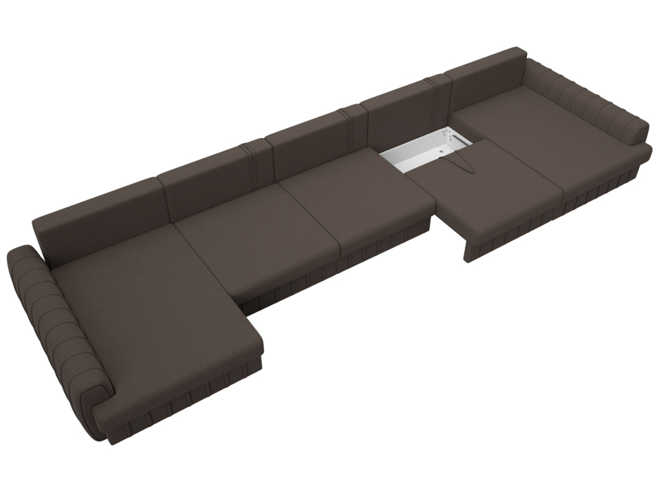 Диваны угловые в гостиную, Диван П-образный Лига-057 НПБ МегаЛонг, рогожка Амур