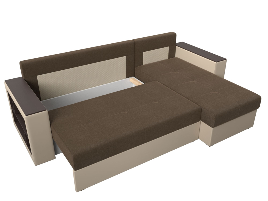 Диваны угловые в гостиную, Диван угловой Дубай Лайт, рогожка/экокожа, правый угол