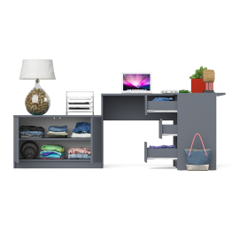 Тумба широкая Мори 900 и угловой стол компьютерный Мори правый