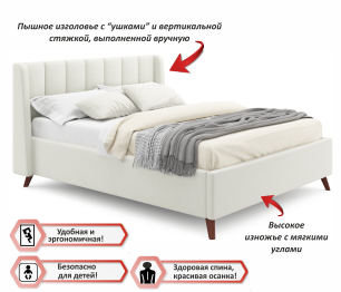 Мягкая кровать Betsi 1600 с подъемным механизмом и матрасом PROMO B COCOS