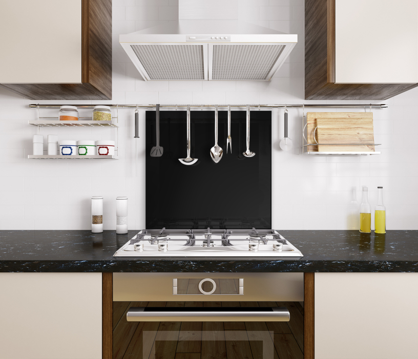 Стеновые панели, Интерьерная панель однотонная из стекла 500*600 мм, MGF56_черный