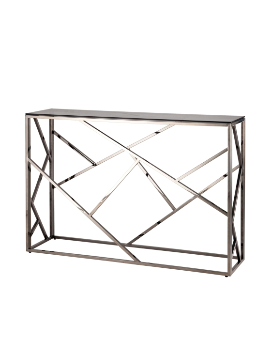 Открытые, Консоль АРТ ДЕКО 115х30 (Стекло smoke/Сталь тёмный хром)