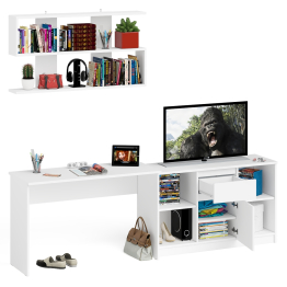 Тумба большая с дверками и нишами с письменным столом Мори и верхней полкой на 1200