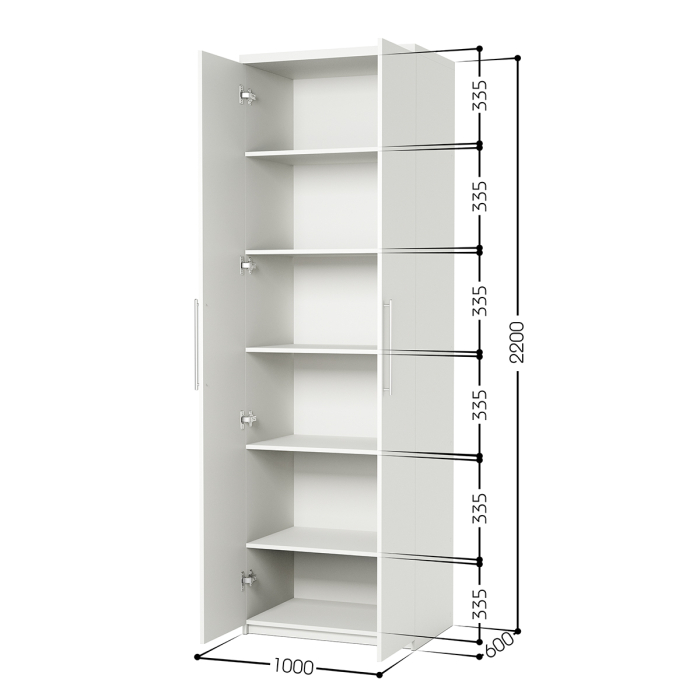 Для одежды, Шкаф с полками Комфорт МП-21 100х60 с зеркалом