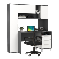 Прямые компьютерные столы, Домашний офис Mobi Комфорт 12.95N с компьютерным креслом 103 чёрного цвета