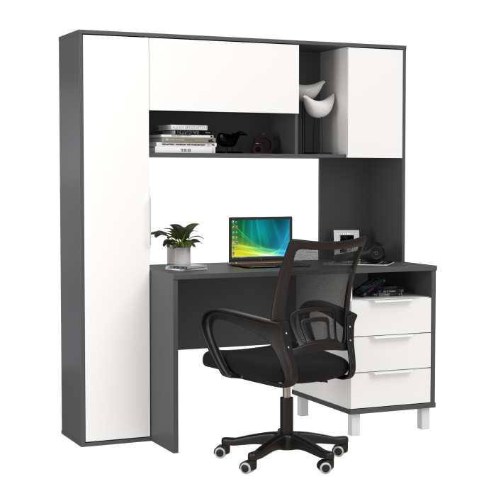 Прямые компьютерные столы, Домашний офис Mobi Комфорт 12.95N с компьютерным креслом 103 чёрного цвета