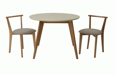 Стол Сканди К 100 натур/слоновая кость со стульями Франк натур велюр бежевый