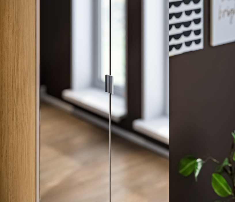 Для одежды, Афина СБ-3312 Шкаф 2 дверный с зеркальным фасадом Дуб Винченца