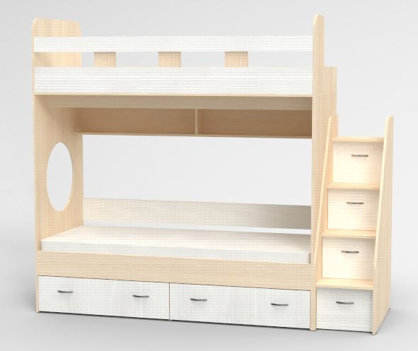 Для подростка, Трехъярусная кровать Юниор,  Дуб Молочный