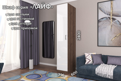 Распашной шкаф Лайф для одежды 40*60*240 Дуб экспрессив