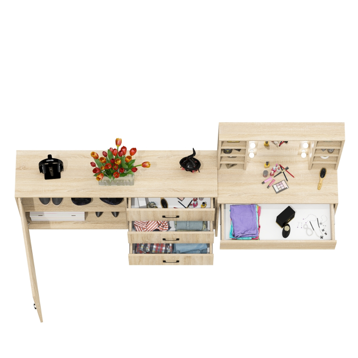 Туалетные столики, Столик туалетный с полочками и с подсветкой и комод 122-1504