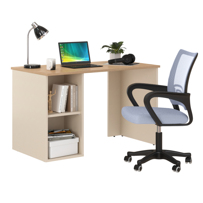 Прямые компьютерные столы, Письменный стол Лайт 12.163 с домашним креслом 103 серым