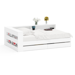 Ксения 1200 кровать с ящиками, ящиком для белья и прикроватным блоком для вещей