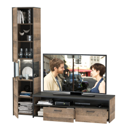 Тумба под ТВ и шкаф-пенал-витрина с подсветкой Трувор