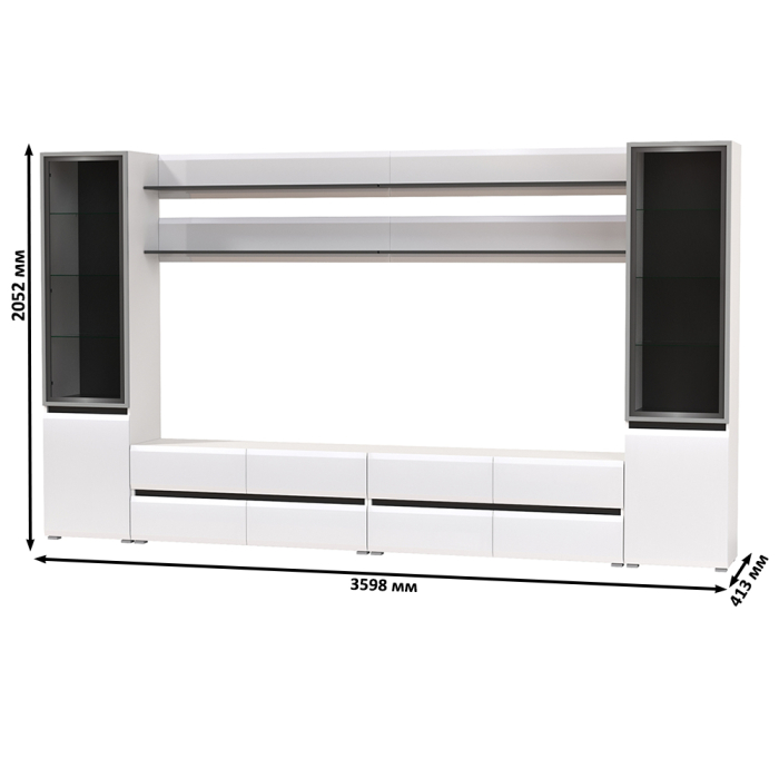 Стенки для гостиной, Стенка модульная Сидней комплектация № 122