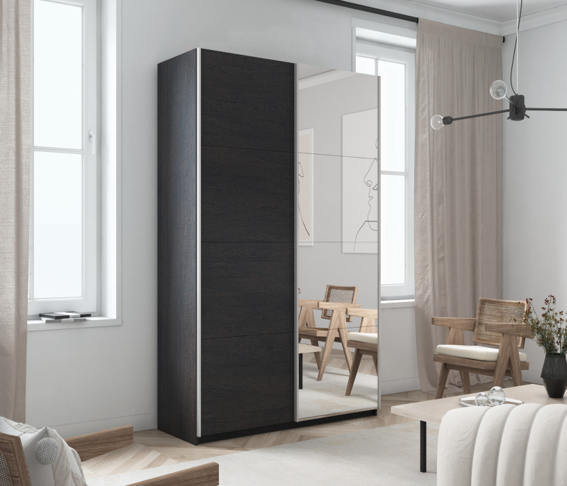 Шкафы-купе 2-х дверные, Шкаф Прайм дуо ДСП+зеркало 2300 х 1600 х 570