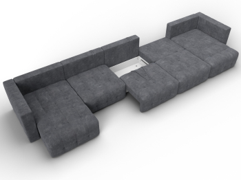 Диван П-образный Лига-052 НПБ МегаЛонг, велюр BRUT