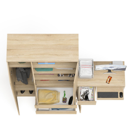 Компьютерный стол с тумбой с дверкой и ящиком левый и шкаф-комод Мори МШ1200-1