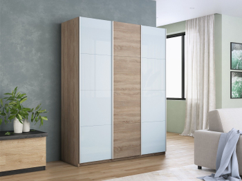 Шкаф-купе Прайм 3-х дверный Стекла белые/ДСП/Доводчики 180х57х230