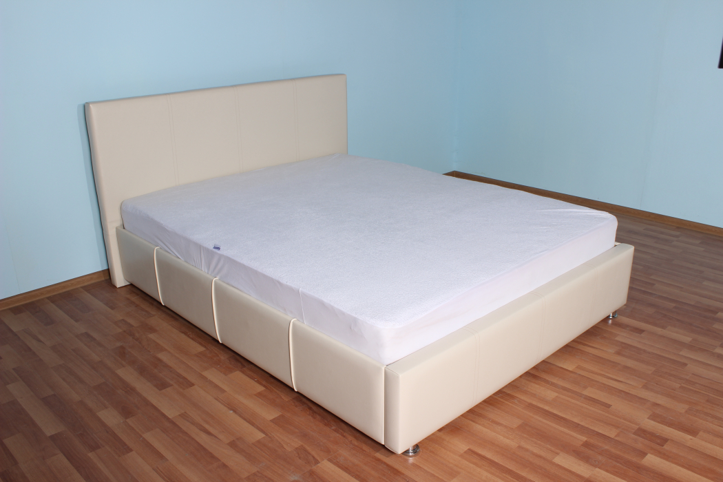 Двуспальные, Кровать с мягким изголовьем Атриум,база, экокожа, 140*200