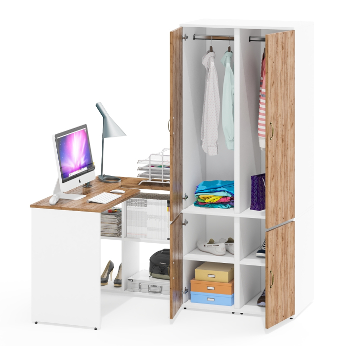 Домашние кабинеты, Два узких бельевых шкафа Лидер-8 и столик-трансформер