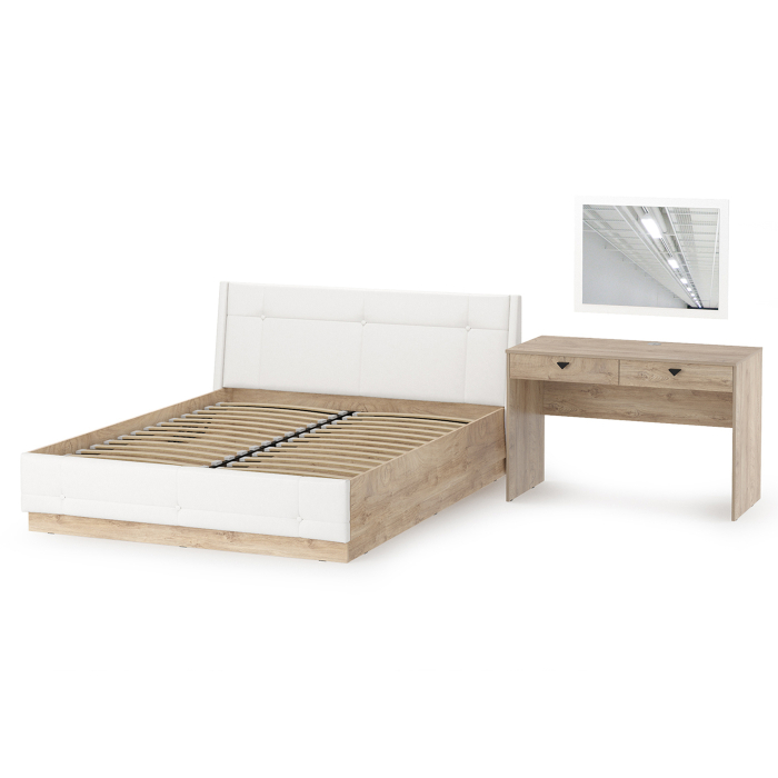 Спальные гарнитуры, Кровать Муссон с подъёмным ортопедом и стол Бостон с зеркалом, 1600х2000 мм