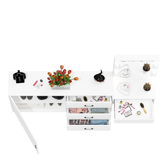 Туалетные столики, Стол косметический навесной с подсветкой и комод 122-1504