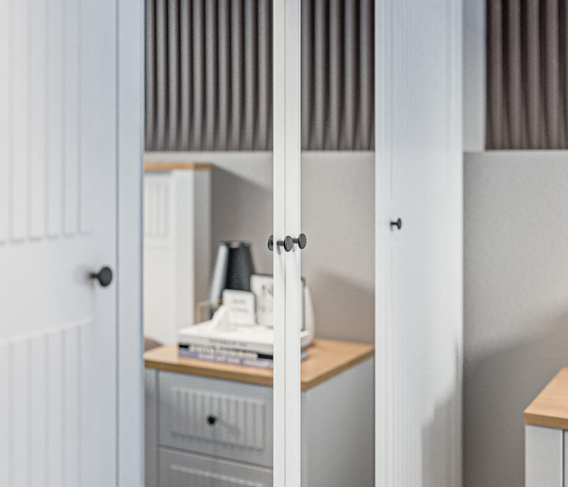 Спальные гарнитуры, Набор для спальни Монтана Белый Альпийский,Дуб Гамильтон/МДФ Дуб Белый