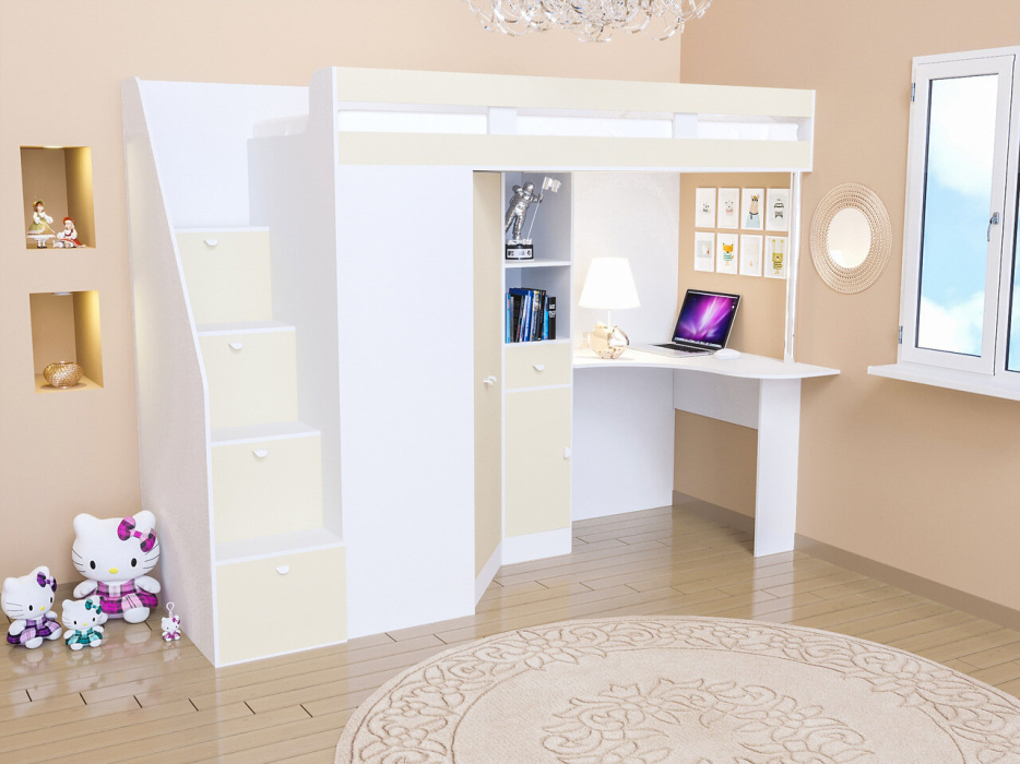 Кровати-чердаки, Кровать чердак Golden Kids 6 белый 