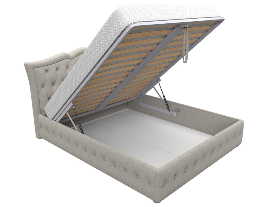 Мягкая кровать, Кровать интерьерная Герда 160, рогожка Амур