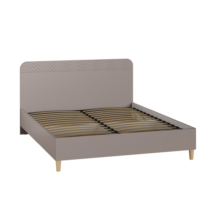 Кровати 160х200, Кровать Амьен 11.44 с П.М. белый шагрень Велюто Капучино