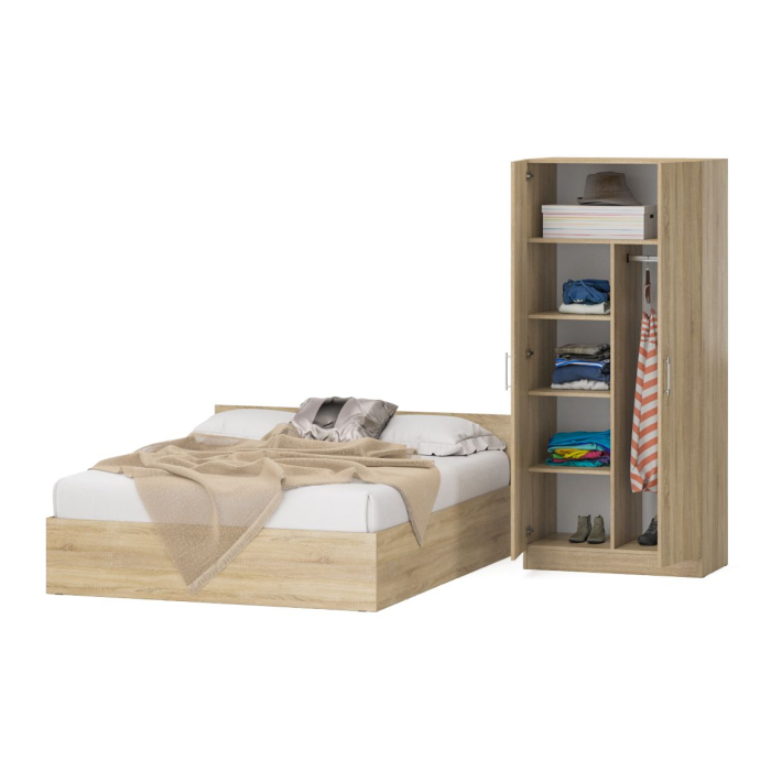 Спальные гарнитуры, Кровать двуспальная 1600 со шкафом для одежды 2-х створчатым Стандарт