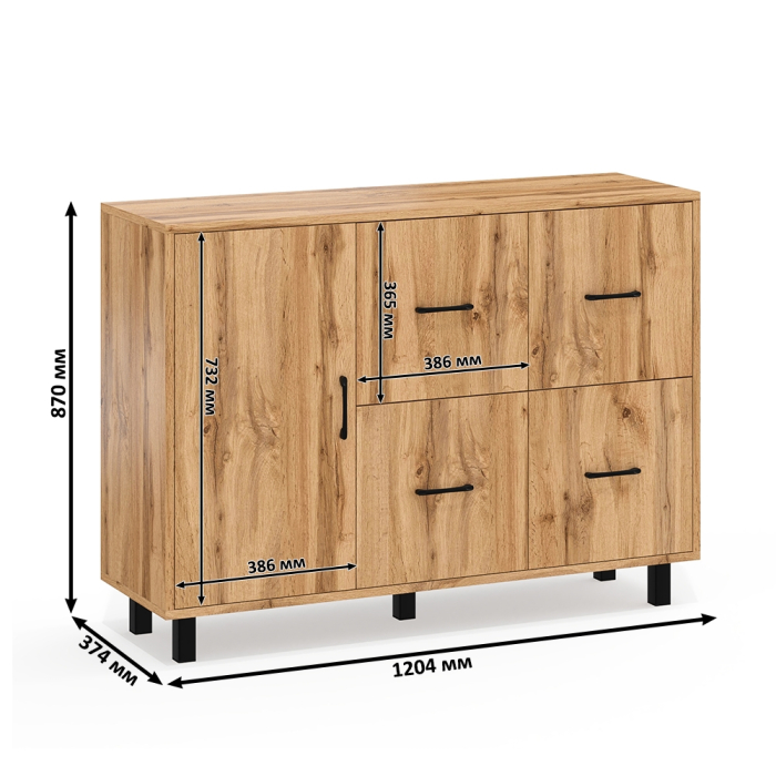 ТВ-тумбы, Два комода РВК 125-1204 с дверкой и 4-мя ящиками