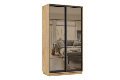 Шкаф-купе Премьер МИНИ 04 (11ЗБ;11ЗБ) фасады зеркало бронза/двухдверный/Профиль чёрный муар