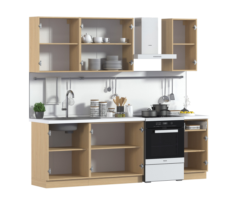 Кухонные гарнитуры, Кухня Регина серия Valencia Дуб Винченца/Кофе, Дуб Европейский 1,8-2,4 м (Валенсия)