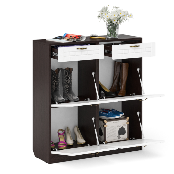 Прихожие, Две тумбы для обуви 2 секции с выдвижным ящиком МДФ фрезеровка прованс