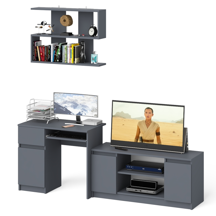 Прямые компьютерные столы, Стол однотумбовый компьютерный Мори МС-1 левый с полкой на 900 и тумбой на 1200